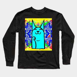 graffiti korean blue kitty cat Long Sleeve T-Shirt